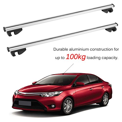 Universal Roof Rack Cross Bars 52'' Aluminum Front and Rear Roof Luggage Racks Adjustable Fits Gap Between Existing Raised Side Rails with Gap with Anti-Thief Lock + Key (Pack of 2) 170LBS Capacity