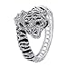 EVER FAITH Austrian Crystal Enamel Gorgeous Tiger Animal Bangle Bracelet Clear Silver-Tone