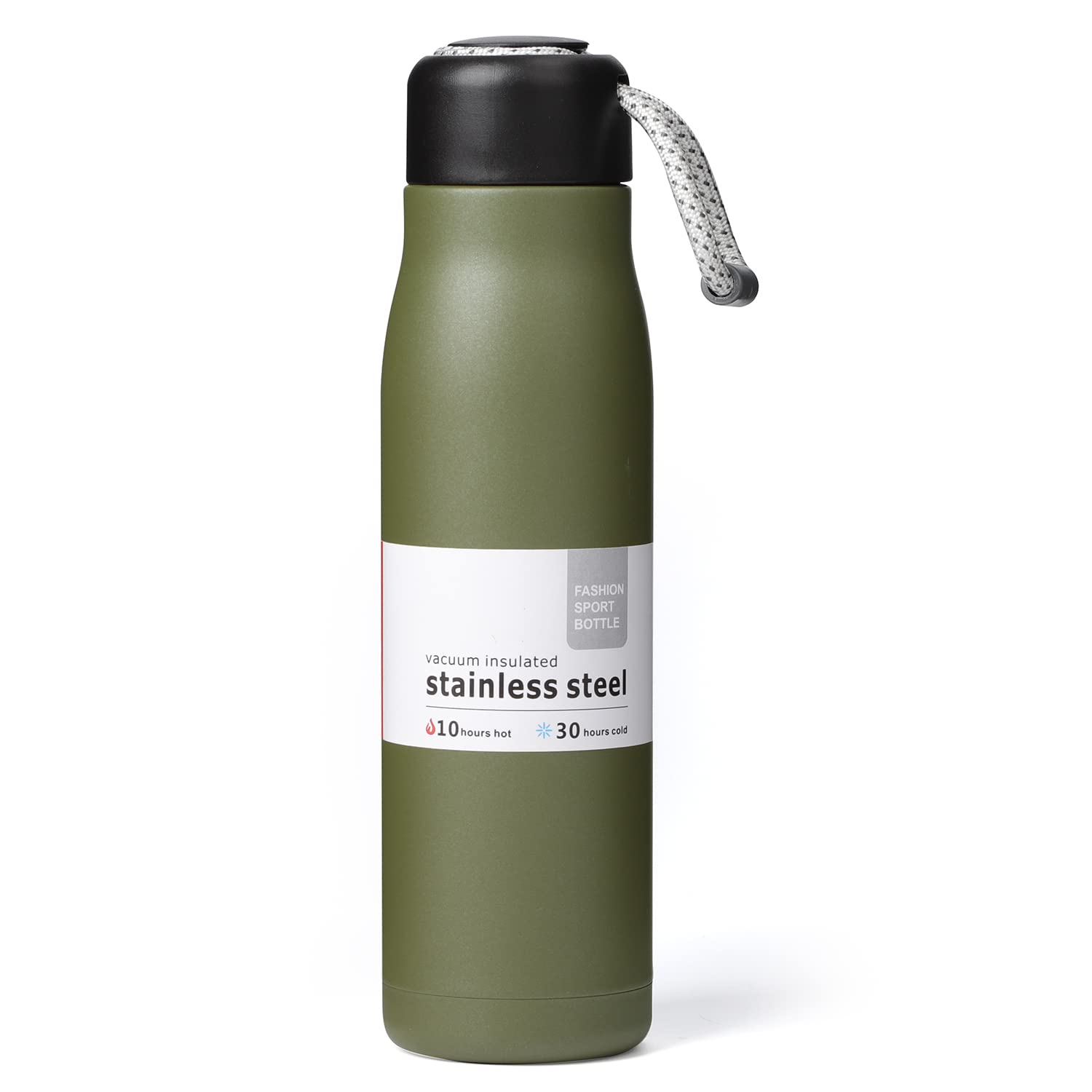 Photo 1 of Small Water Bottle, Dusgut Insulated Water Bottle, Stainless Steel, Wide Mouth Portable Lid, 17 oz, Army Green