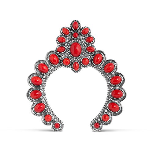 American West Sterling Silver Red Coral Gemstone Naja Pendant Enhancer