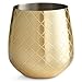 VonShef Stemless Wine Glasses, Etched Gold Stainless Steel, Set of 2