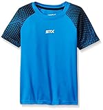 STX Boys' Athletic Performance Short Sleeve Tee Shirt, TP58-Triangle Print Blue, 10/12