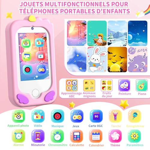 Tosaju Kids Mobile Phone Toy with Dual Camera Kids 2.8 Inch Touch Screen Learning Phone Learning Toy with SD Card Boy Girl Age 3 4 5 6 7 8 Cadea