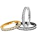 Areke Cubic Zirconia Wedding Rings For Women Men,3mm Stainless Steel CZ Eternity Engagement Finger Bagues