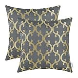 Pack of 2 CaliTime Throw Pillow Covers Cases for Couch Sofa Home Decor, Modern Quatrefoil Geometric Accent, 18 X 18 Inches, Grey