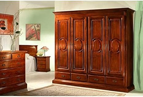 EsteaMobili Armario 4 Puertas 4 cajones Madera Maciza – como Fotos