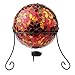 Lily's Home Colorful Mosaic Glass Gazing Ball, Designed with a Stunning Holographic Petal Mosaic Pattern to Bring Color and Reflection to Any Home and Garden, Red and Gold (10