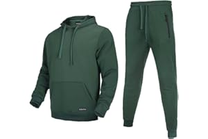 Megub Tracksuit for men 2 pieces,Fleece hooded outfit,casual sweatsuit set jogger suit outdoor sportswear