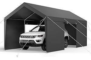 VEVOR 12x20 FT Heavy Duty Carport, Portable Car Canopy with Removable Sidewalls and Door, Outdoor Car Shelter, UV-Resistant, Water-Resistant, All-Season Car Shelter for Cars, Boats, and Equipment
