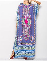 Vestido de dama Bukant con cuello en V y cuello largo, para verano, talla grande, Cobertura total, talla única