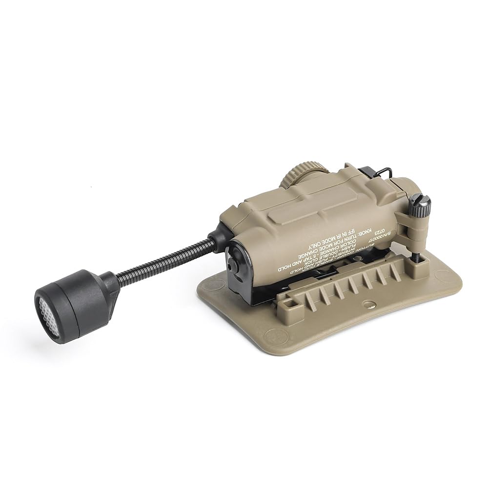 QIRUIMY Tactical Helmet Light System with Flexible Stalk,White+ IR +Red/Green/Blue LED Survival Signal Light,Headlamp Safety Signal Indicators (Brown)