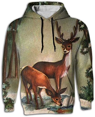 Christmas Deer Men's Front Pocket Pullover Hoodie Sweatshirt Sport Outwear Jacket Coat Sport Outwear
