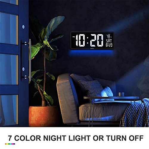 YORTOT 16” Large Digital Wall Clock with Remote Control and 7 Night