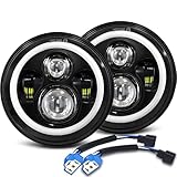 MGLLIGHT 7 Inch LED Headlights Round Halo Angel