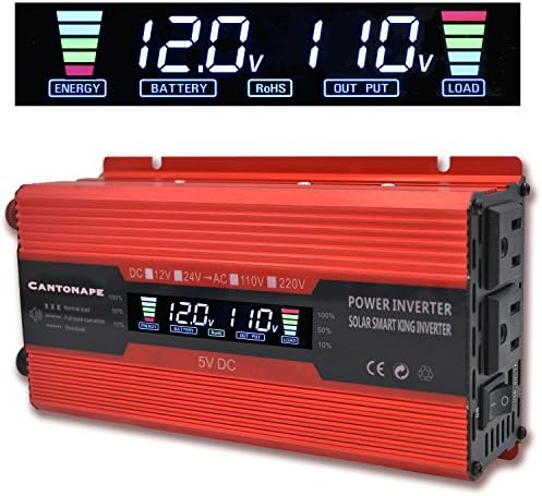 Cantonape 知能液晶スクリーンカーインバーター 定格700w 最大1500w 電源シガーソケット インバーター 車載充電器 疑似正弦波 Dc Ac 3 1a 12v 2ポート 100v 110v Usb 新商品