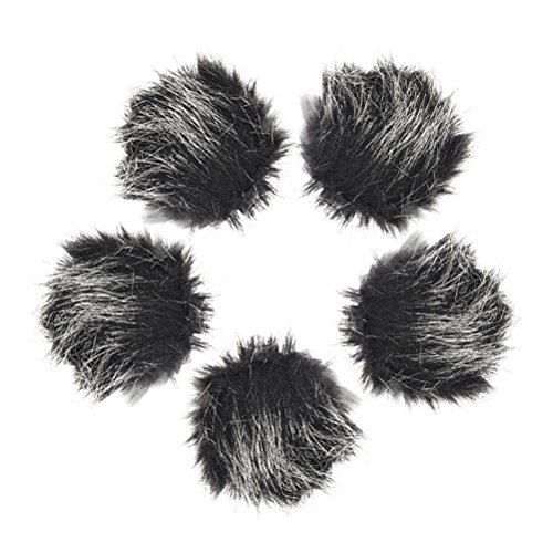 Odowalker 5 Pack Mini-Size Microphone Windscreen Muff, Professional Soft Furry Lapel Lavalier Mic Cover, Dark-Gray