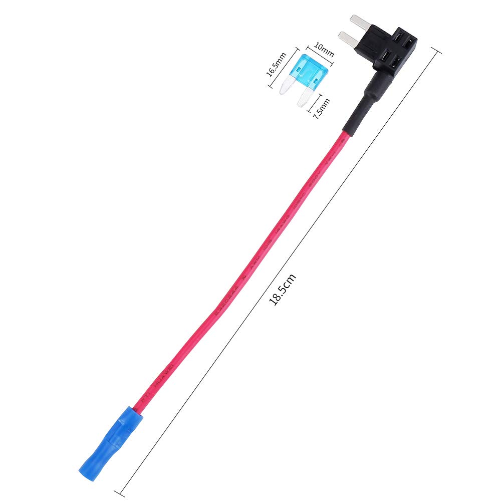 MUYI 5 Pack Add-a-circuit 14 Gauge Fuse Tap for Mini Blade Fuse - Fuse included