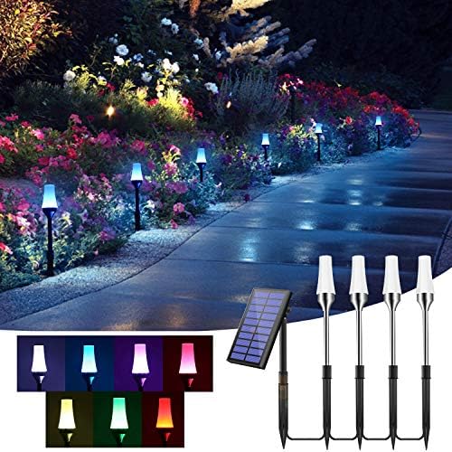 ALOVECO Solar Pathway Lights Outdoor,RGB Solar Path Lights Bright Auto On/Off Dusk to Dawn,IP67