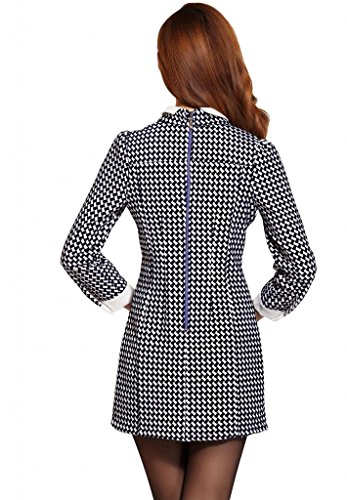 Winter Long Sleeves Pullover Slim Tartan Plaid Mini Dress เดรส แฟชั่นชุดทำงาน Beautifulmall ผู้หญิง