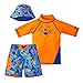 UV SKINZ UPF 50+ Boys 3-Piece Swim Set (6, Orange Jungle Cat)