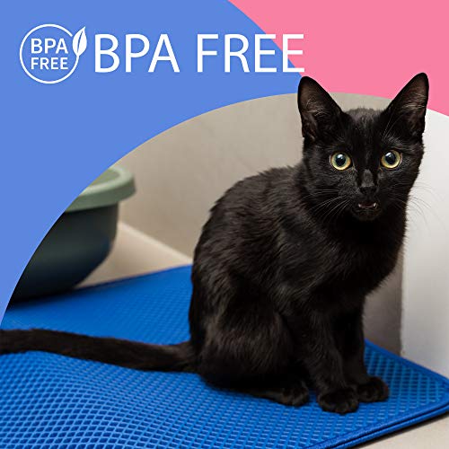 Easyology Cat Litter Mat for Large Litter Box - Patented Woven Fibers Trap 37% More - Waterproof Rubber Bottomed Litter Box Mat - Litter Trapper/Catcher Pad for Sensitive Paws