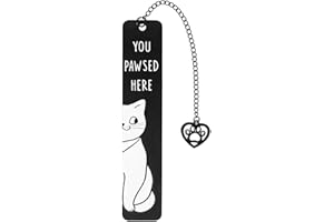 Cute Cat Bookmark, Cat Lover Gift for Reading Zinc Alloy Bookmarks for Women Funny Bookmark with Paw Heart Pendent Cute Smile