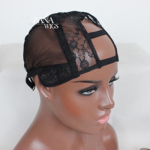 ZANA U Part Wig Caps with Adjustable Strap Middle Part Black Color Average Size