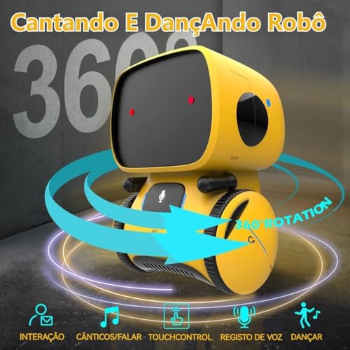 Robô De Controle De Voz Interativo Para Crianças Inteligente (Amarelo)