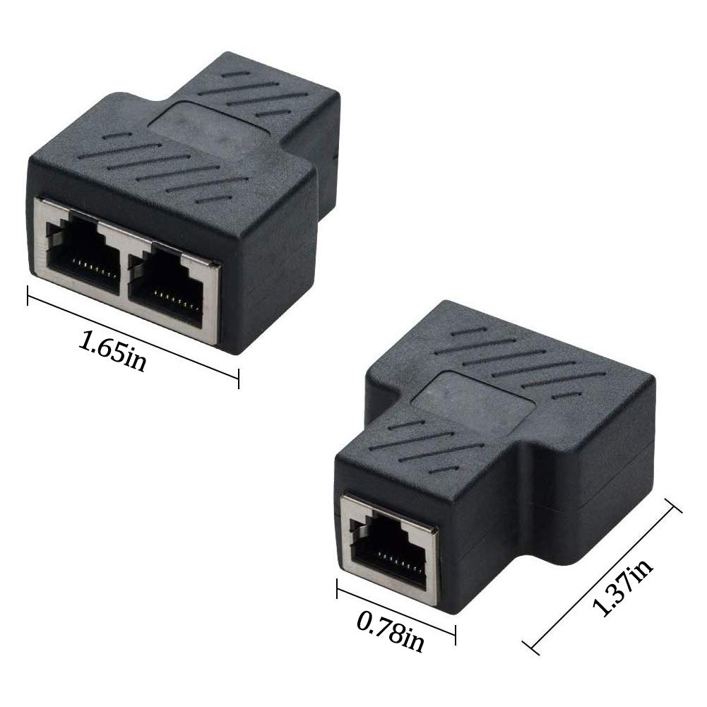 RJ45 Splitter Adapter, 1 to 2 Dual Female USB to RJ45 Port Extender Plug LAN Interface Ethernet Socket Connector for Cat5 Cat5e Cat6 Cat7 4 Pack - Image 3