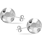 Charmsy 925 Sterling Silver Ball Post Stud Earrings for Women | Round Hammered Lightweight Disco Classic Ball Stud Earring for Women Teen | Sizes 3mm-11mm