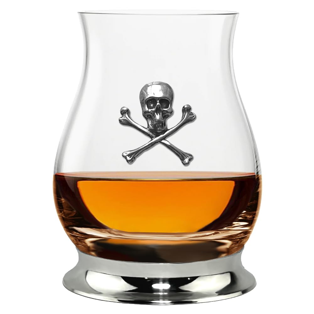 English Pewter Company Glencairn Skull & Cross Bones Mixer Whisky Glass 350ml [WGP007]