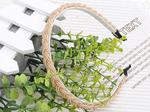 Alilang Princess Style Simple Braided Bead White Tone Fashion Hair Piece Headband