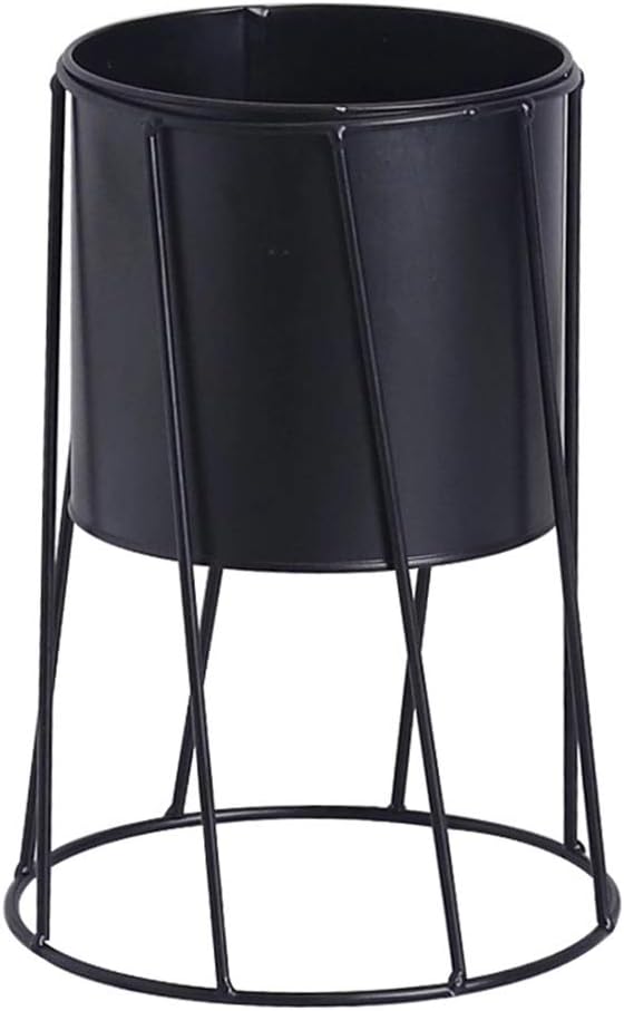 Indoor Flower Pot Succulent Planter Pot Geometric Iron Metal Stand (Black), 17.5 x 17.5 x 25cm