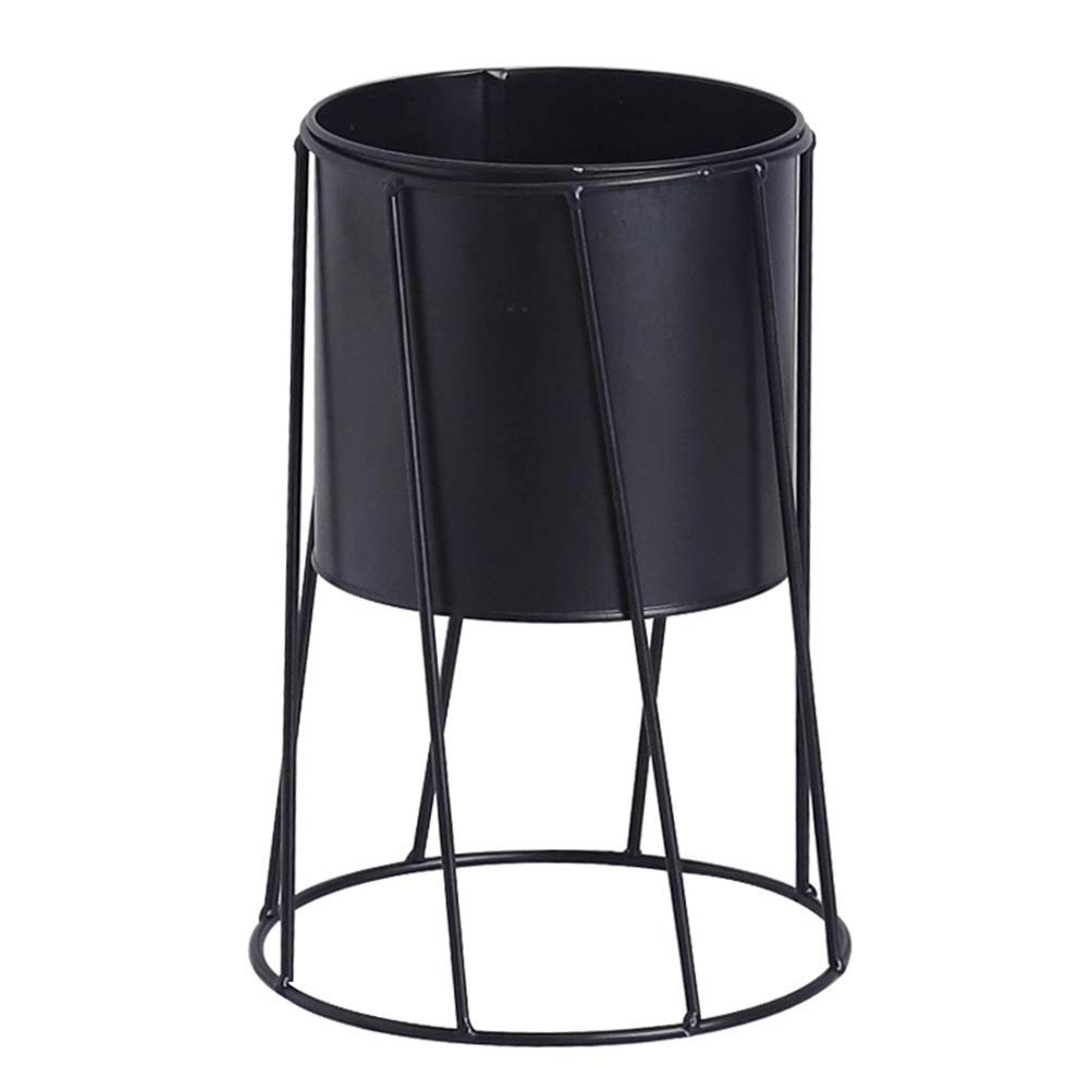 Indoor Flower Pot Succulent Planter Pot Geometric Iron Metal Stand (Black)
