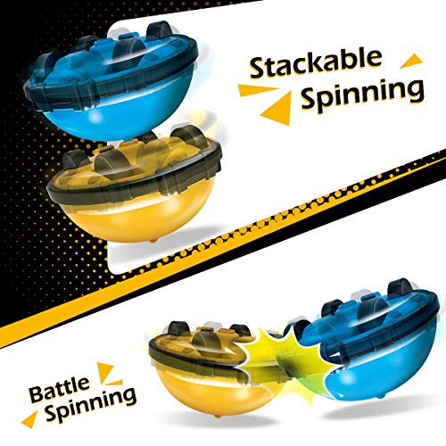 JJRC R7 Novelty Game Toy Spinning Top Robot Battle Gyro Pull Back Car Spinning in Wind Up Gyro Toy for Kids Boys Girls Gifts (Yellow)