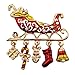 SELOVO Santa Sleigh Boots Christmas Brooch Pin Gold Tone