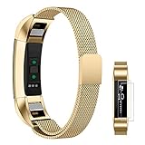 UMTELE Bands for Fitbit Alta/Alta HR, Milanese Stainless Steel Replacement Metal Band for Men & Women Small Gold