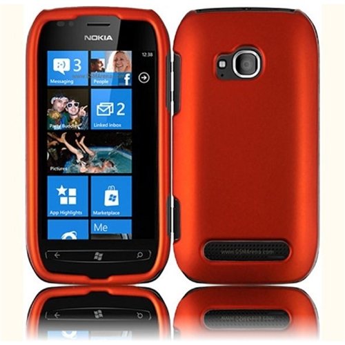 HR Wireless Nokia Lumia 710 Rubberized Protective Cover - Retail Packaging - Orange