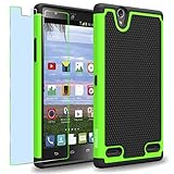 ZTE Lever LTE / Z936L Case, INNOVAA Smart Grid Defender Armor Case W/ Free Screen Protector & Touch Screen Stylus Pen - Black/Green