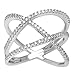 Beaux Bijoux Sterling Silver CZ Double X Off-Center Ring