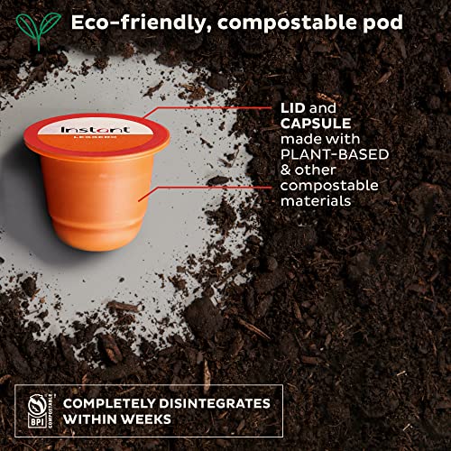 INSTANT COMPOSTABLE ESPRESSO CAPSULES, LEGGERO LIGHT ROAST, 10 PLANT-BASED CAPSULES, FROM THE MAKERS OF INSTANT POT, ECO-FRIENDLY, 100% ORGANIC, ARABICA ESPRESSO CAPSULES WITH COMPOSTABLE INNER BAG