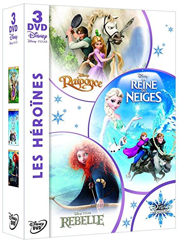 Coffret 3 DVD - Les héroïnes : La Reine des neiges + Raiponce + Rebelle - Pack