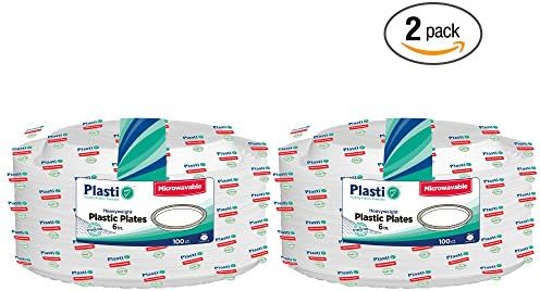 [200 Count] Plasti Plus Disposable Plastic White 6 Inch Dessert Plates, Great For Weddings, Home, Office, School, Party, Picnics, Restaurant, Take-out Fast Food, Outdoor Events, Or Every Day Use,