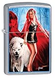 Zippo Lighter: Mazzi Lady and Wolf - Street Chrome