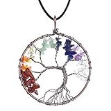 JOVIVI Vintage Bronze Wire Wrapped Tree of life pendant Quartz Crystal Necklace Gemstone Chakra Jewelry Mothers Day Gifts