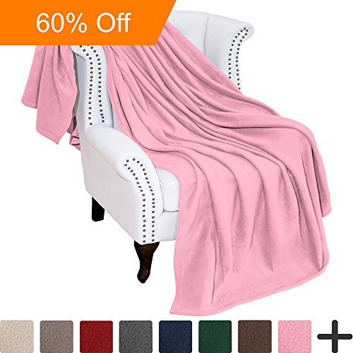 Bare Home Polar Fleece Blanket - Throw Blanket - Light Pink - Warm & Cozy - Premium Fleece Blanket - Blanket for Bed, Sofa, Camping, Travel and Cold Nights - Lightweight Blanket (Throw, Light Pink)