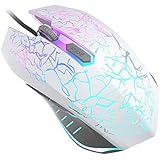 VersionTech 2400 DPI Gaming Mouse with 7 Auto-Changing Color's for Computer/PC/Laptop, USB Wired Mouse, 4 Adjustable DPI Levels with 6 Buttons for Gaming/Gamer, White