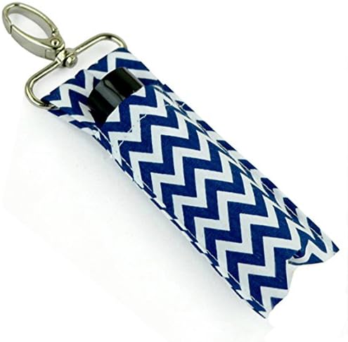 Women Lipstick Bag Lip Balm Holder Chapstick Key Chain Navy