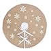 MACTING Countryside Burlap Tree Skirt Christmas White Snowflake Printed Xmas New Year Holiday Decorations Indoor Outdoor (Khaki, 48