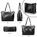 Women Top Handle Satchel Handbags Shoulder Bag Tote Purse Greased Leather Iukio (Black)